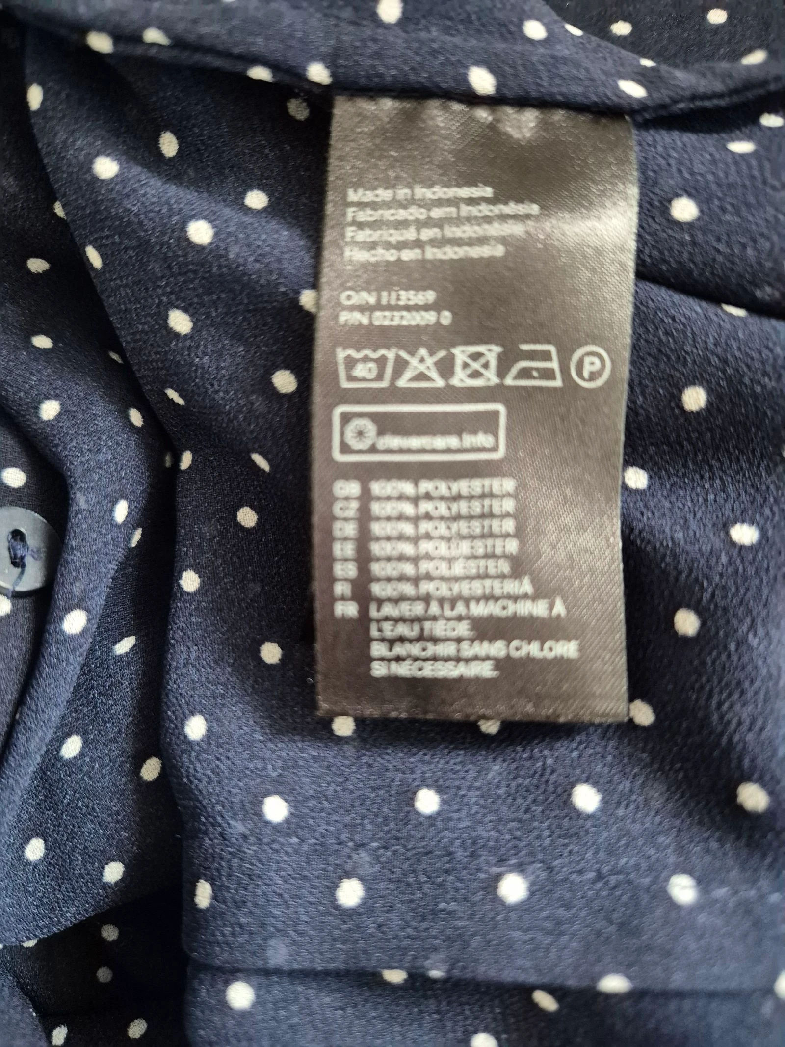 H&M Donkerblauwe Blouse met Stipjes & Ruffles | Maat 36 (S) – photo 12